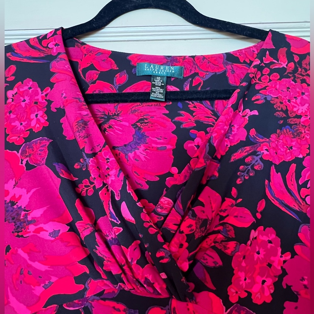 Women’s size 10 Lauren Ralph Lauren capped Sleeveless Floral Dress flowers wrap - Picture 13 of 15